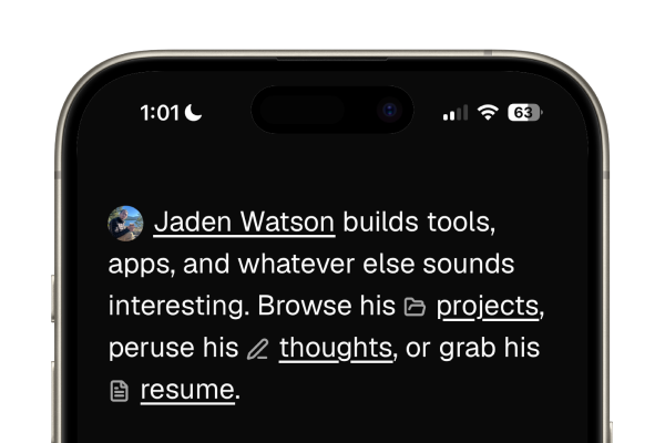 Screenshot of portfolio